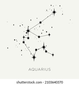 Star constellation zodiac aquarius vector black and white