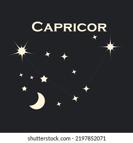 Star constellation zodiac Capricor. Vector. All elements are isolated