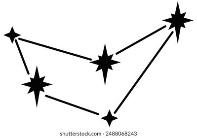 Estrella constelación de capricornio zodiaco negro Vector blanco. Constelación del zodíaco capricornio