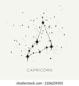 Star constellation zodiac capricorn vector black and white