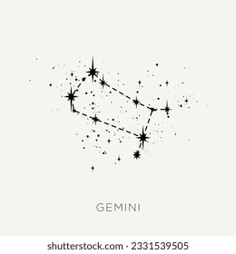 Star constellation zodiac gemini line black white vector