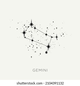 Sternkonstellation zodiac Gemini Vektorgrafik Schwarz-Weiß