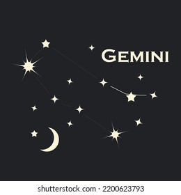  Star constellation zodiac Gemini Vector. All elements are isolated