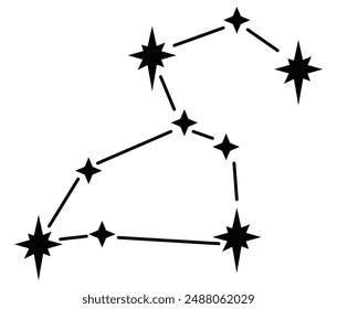 Star constellation zodiac leo black white vector. Leo zodiac constellation.