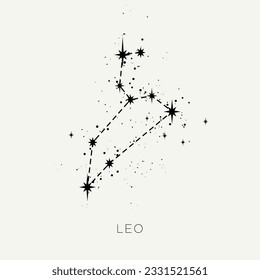 Star constellation zodiac leo line black white vector