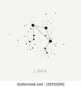 Star constellation zodiac libra black white vector