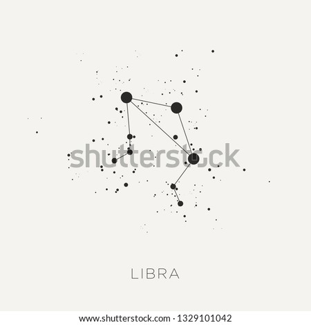 Star constellation zodiac libra black white vector