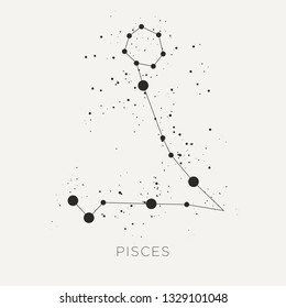 Star constellation zodiac pisces black white vector