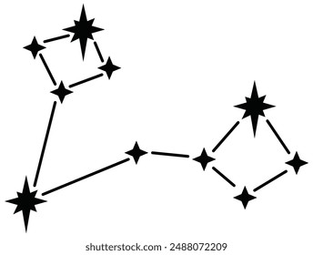 Estrella constelación de piscis zodiaco negro Vector blanco. Constelación del zodíaco de Piscis.