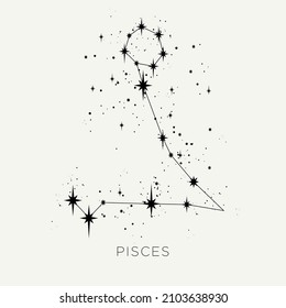 Star constellation zodiac pisces vector black and white