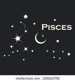  Star constellation zodiac Pisces Vector. All elements are isolated