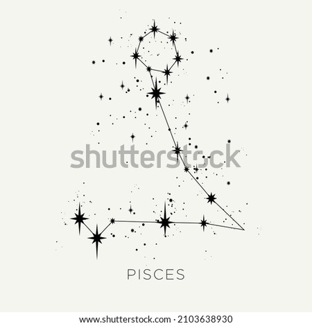 Star constellation zodiac pisces vector black and white