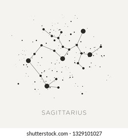 Star constellation zodiac sagittarius black white vector