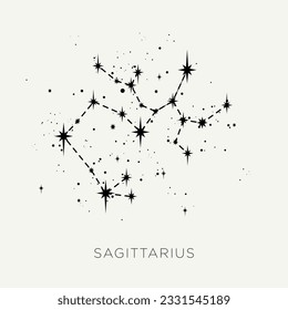 Estrella constelación zodiac sagittarius línea vecto blanco negro