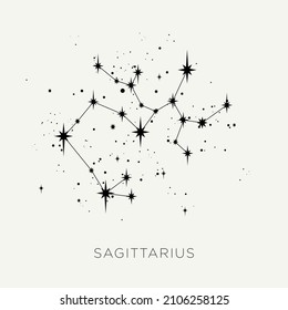 Estrella de la constelación zodiac sagittarius vector negro y blanco