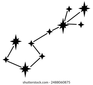 Estrella constelación zodiaco escorpio negro blanco Vector. Constelación del zodíaco Escorpio.