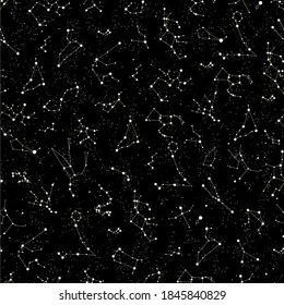 star constellation zodiac space seamless vector pattern