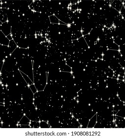 star constellation zodiac space stellar seamless vector pattern