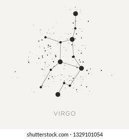 Star constellation zodiac virgo black white vector