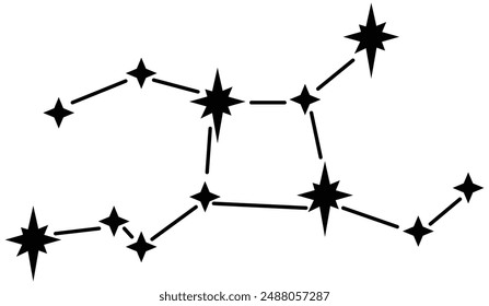 Star constellation zodiac virgo black white vector. Virgo zodiac constellation