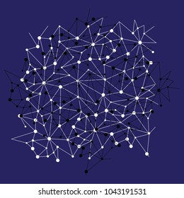 Star constellations abstract design on dark blue background. Vector illustration eps10.