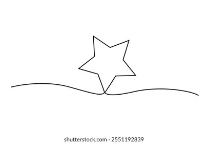 Star continuous line drawing. Rating symbol. Human arms palms. Feedback concept. Vector illustration isolated on white, One line  Drawing or illustration of a star, hand draw doodle stars.