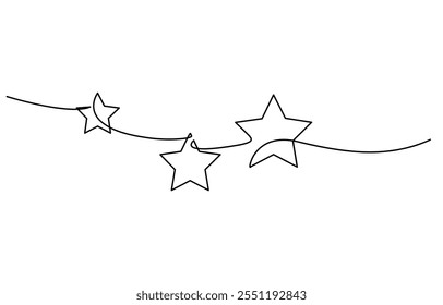 Star continuous line drawing. Rating symbol. Human arms palms. Feedback concept. Vector illustration isolated on white, One line  Drawing or illustration of a star, hand draw doodle stars.