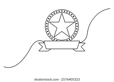 Star continuous one line art drawing of white background