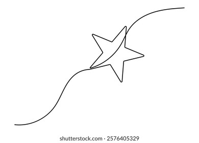 Star continuous one line art drawing of white background
