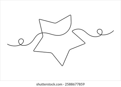 Star continuous one line art drawing of design. Single line art minimalist of star vector