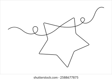 Star continuous one line art drawing of design. Single line art minimalist of star vector