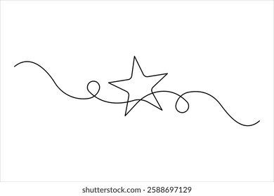 Star continuous one line art drawing of minimalist star vector illustration