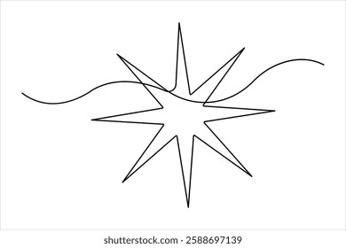 Star continuous one line art drawing of minimalist star vector illustration