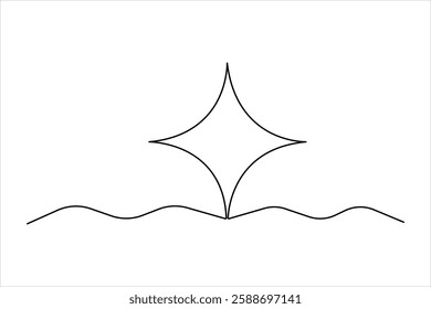 Star continuous one line art drawing of minimalist star vector illustration