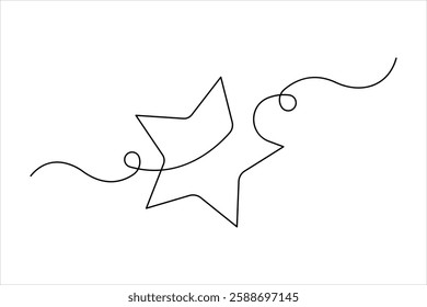 Star continuous one line art drawing of minimalist star vector illustration