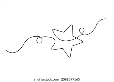 Star continuous one line art drawing of minimalist star vector illustration