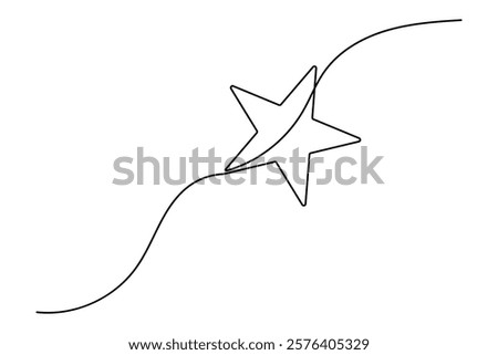 Star continuous one line art drawing of white background