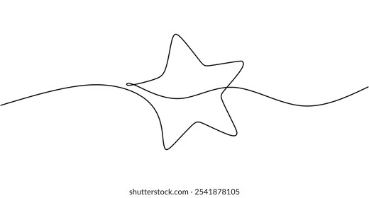 Star in continuous one line drawing. Minimalist celestial object concept with simple hand-drawn design.