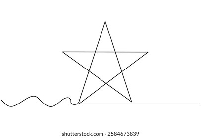 Star continuous one line drawing vector illustration, Hand draw doodle stars in one continuous line arts style vector. Hand giving star continuous line drawing rating symbol.