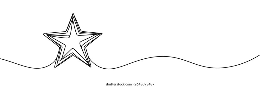 Star continuous one line drawing. Star sign in simple linear style. Vector illustration.