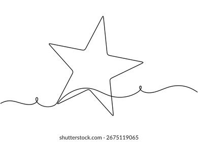 Star continuous one line drawing minimalist shining sky vector illustration