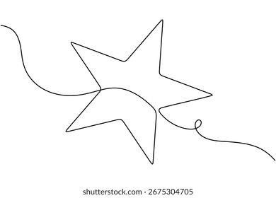 Estrela contínua um desenho de linha minimalista brilhante céu vetor ilustração