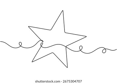 Star continuous one line drawing minimalist shining sky vector illustration