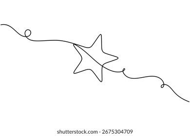 Stern durchgehende einzeilige Zeichnung minimalistisch leuchtenden Himmel Vektorgrafik