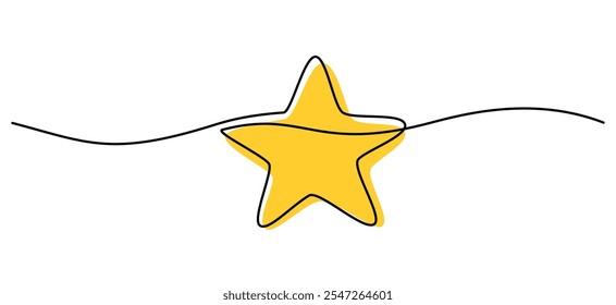 Star continuous one line icon drawing. Star single line vector illustration in doodle style. Premium quality contour linear sign design concept