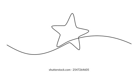 Star continuous one line icon drawing. Star single line vector illustration in doodle style. Premium quality contour linear sign design concept