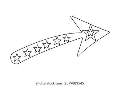 Star continuous single line art and isolated outline vector illustration