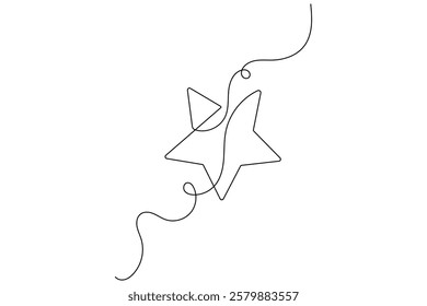 Star continuous single line art and isolated outline vector illustration