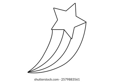 Star continuous single line art and isolated outline vector illustration