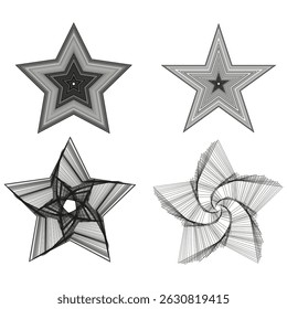 Star contour shape. Spiral star form. Abstract black symbol. Vector geometry object.